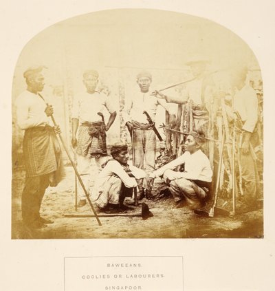 Baweeans, Coolies or Labourers, Singapore, from The People of India, by J. Forbes Watson, published 1868 by English Photographer